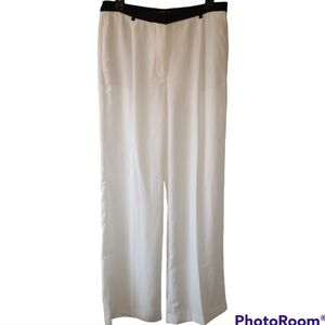 Zara Basic* Polyester* Full Leg Trousers* White/Black* Sz M